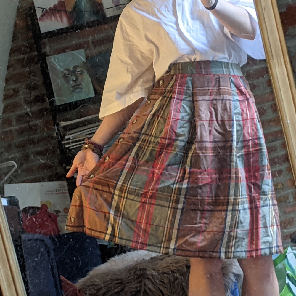 Vintage Petite Plaid Pleated Skirt w Pocket - Picture 4 of 11